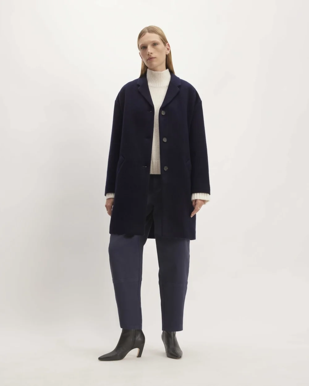 The Italian ReWool® Cocoon Coat | Navy (4)