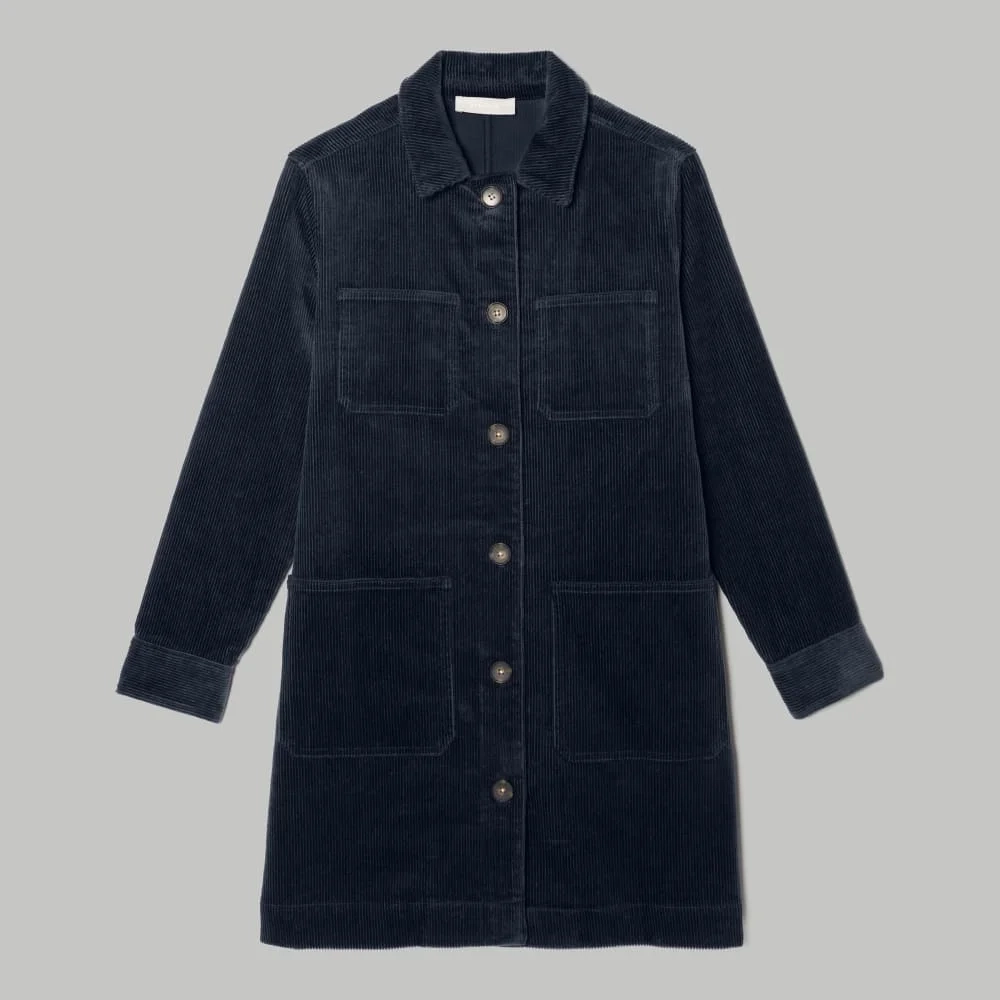The Corduroy Long Shirt Jacket | Deep Navy (2)