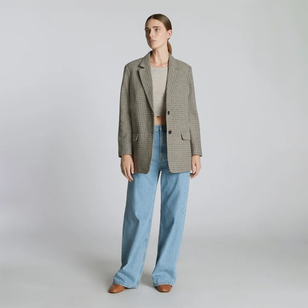 The Oversized Blazer in Wool | Pewter Houndstooth (2)
