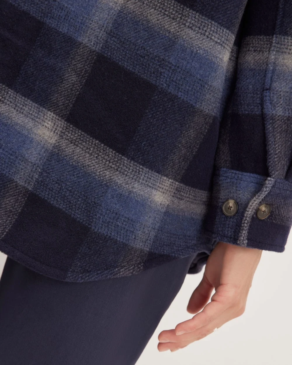 The Italian ReWool® Oversized Shirt Jacket | Navy / Shadow Plaid (3)