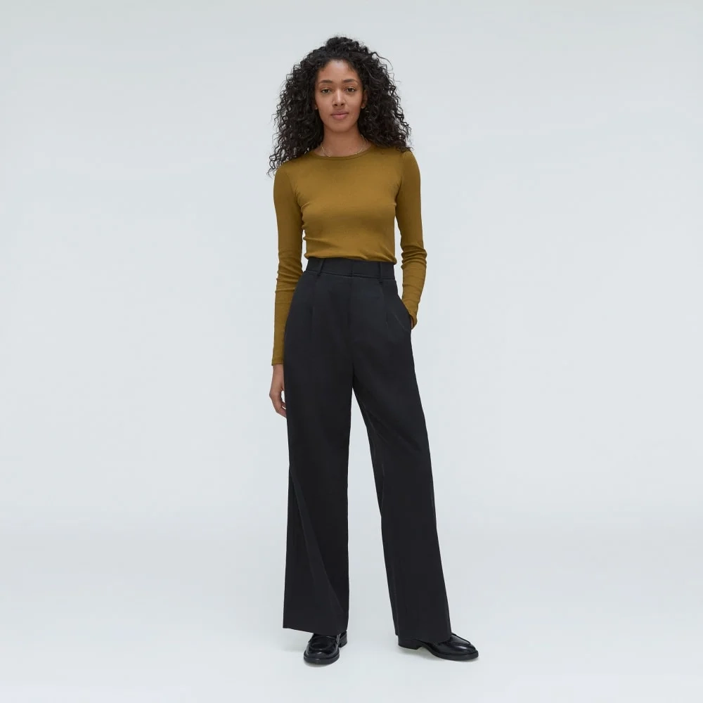 The Pima Micro-Rib Long-Sleeve Crew | Tapenade (3)