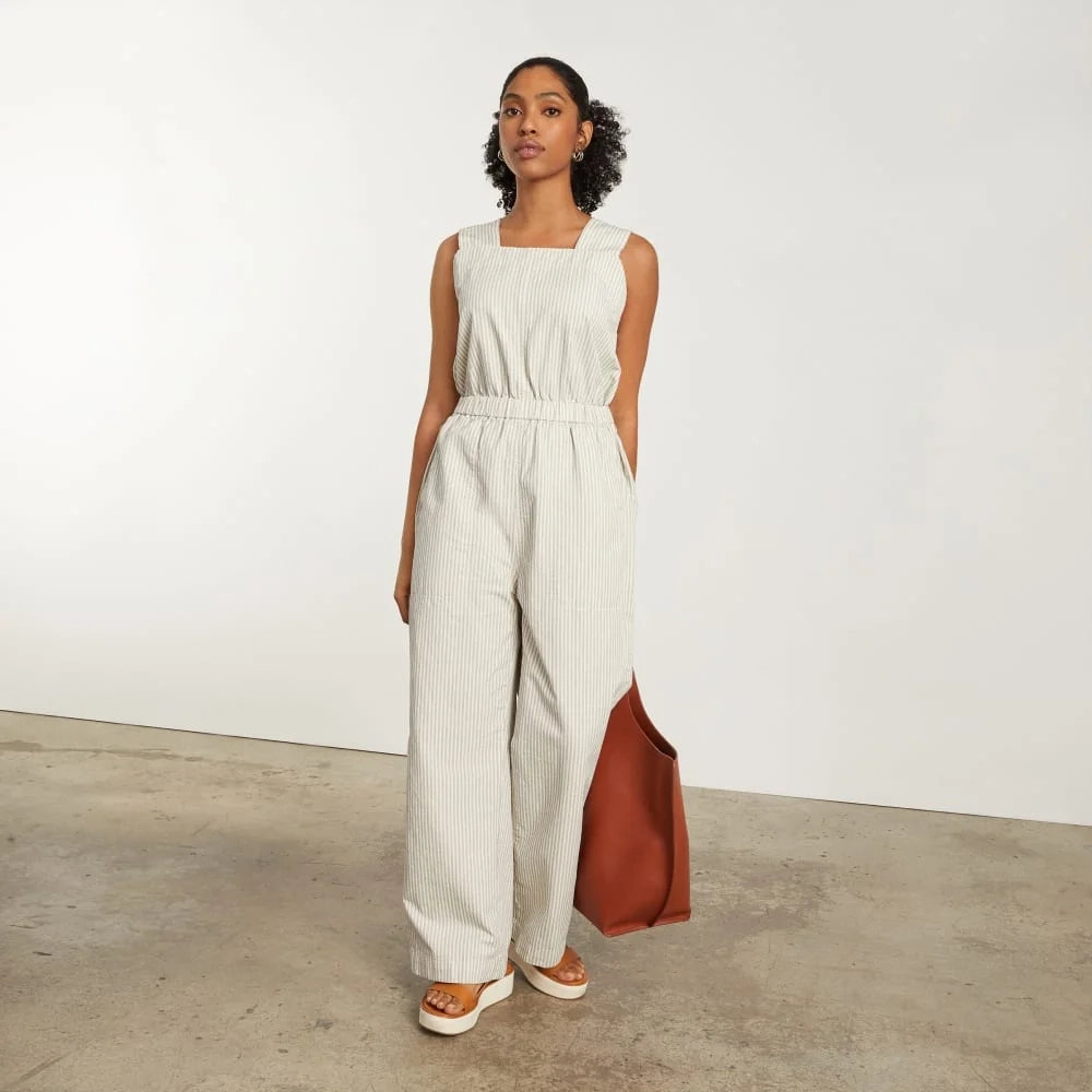 The Fatigue Apron Jumpsuit | Navy Stripe (2)