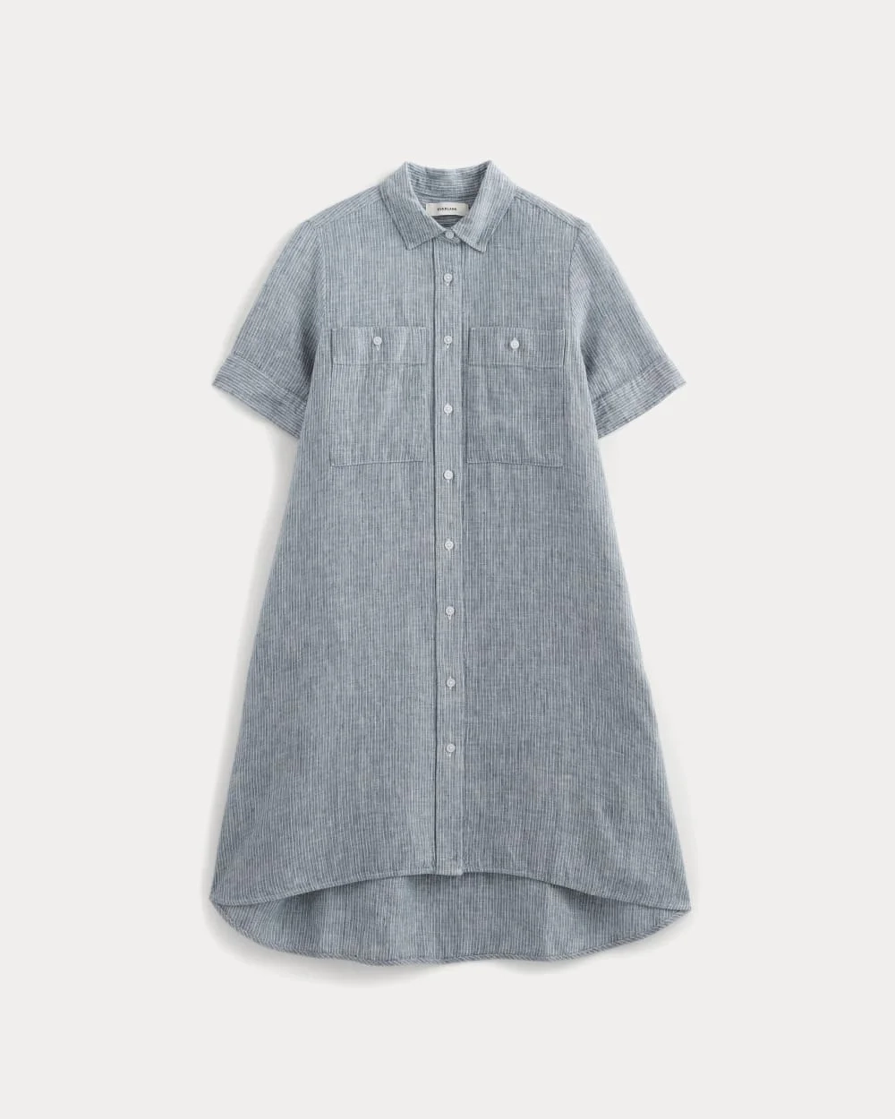 The Daytripper Dress in Linen | White / Blue (3)