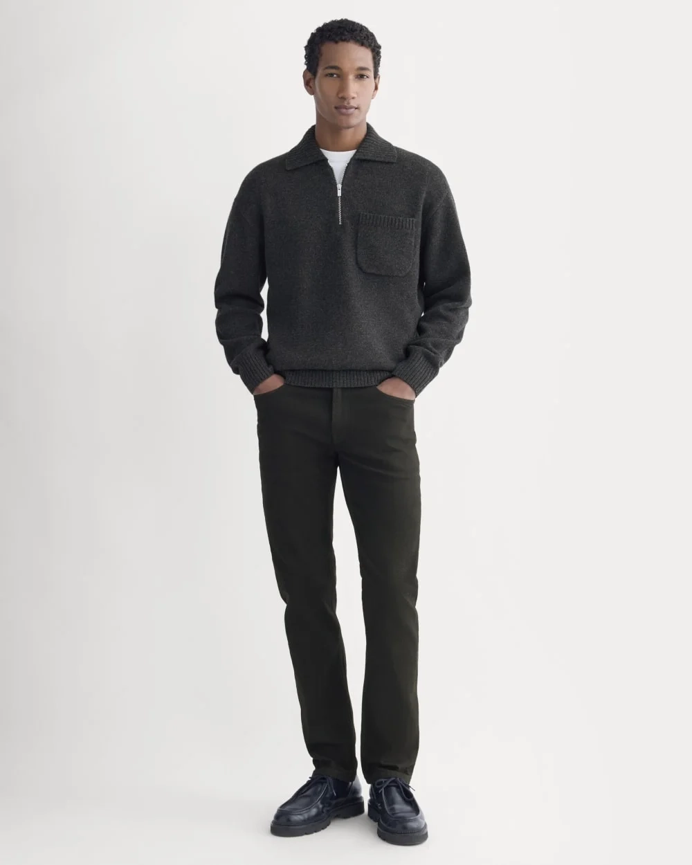 Luxe Merino Quarter-Zip Pullover | Heathered Black (4)