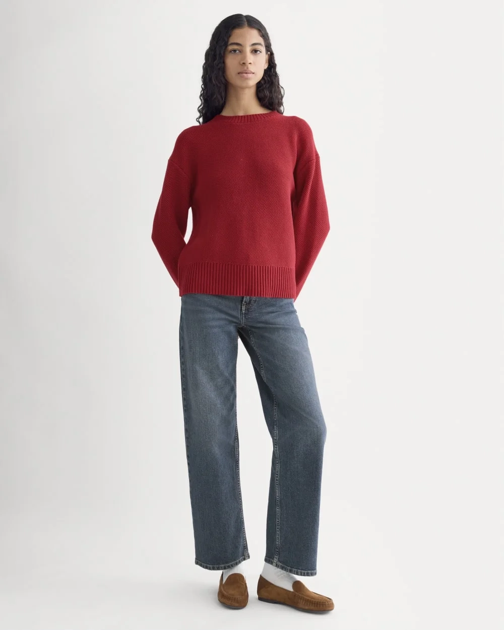 The Cotton Honeycomb Square Crew | Berry Red (2)