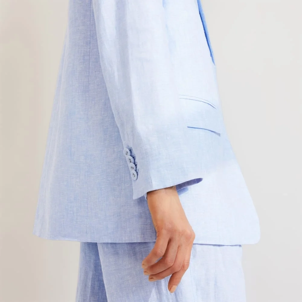 The Oversized Blazer in Linen | Light Blue (3)