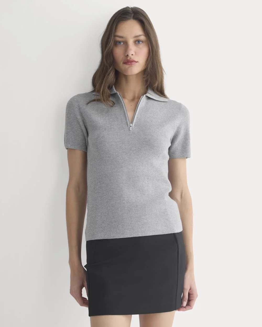 Knit Quarter-Zip Polo | Light Heathered Grey
