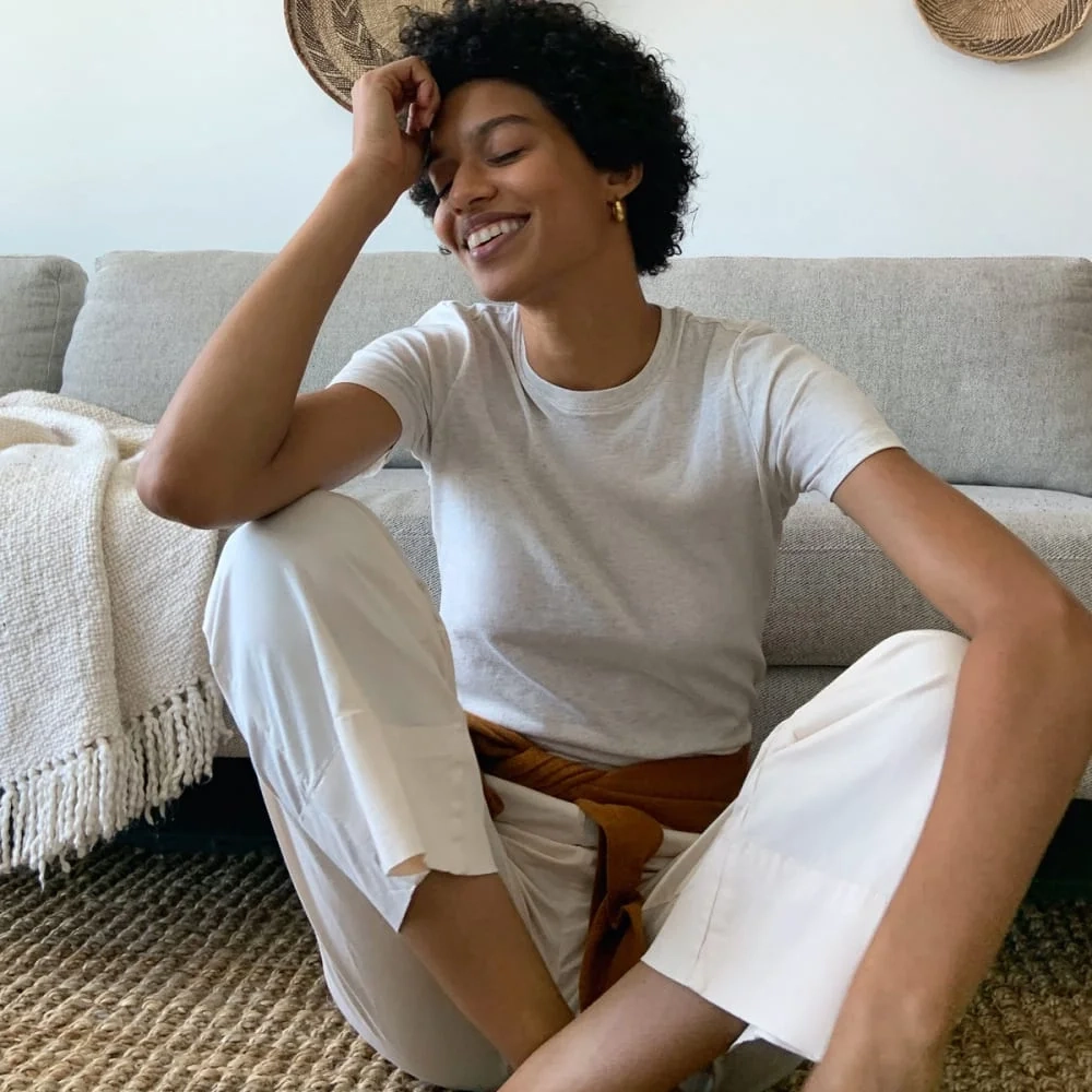The Organic Cotton Crew Tee | Heathered Oat (3)
