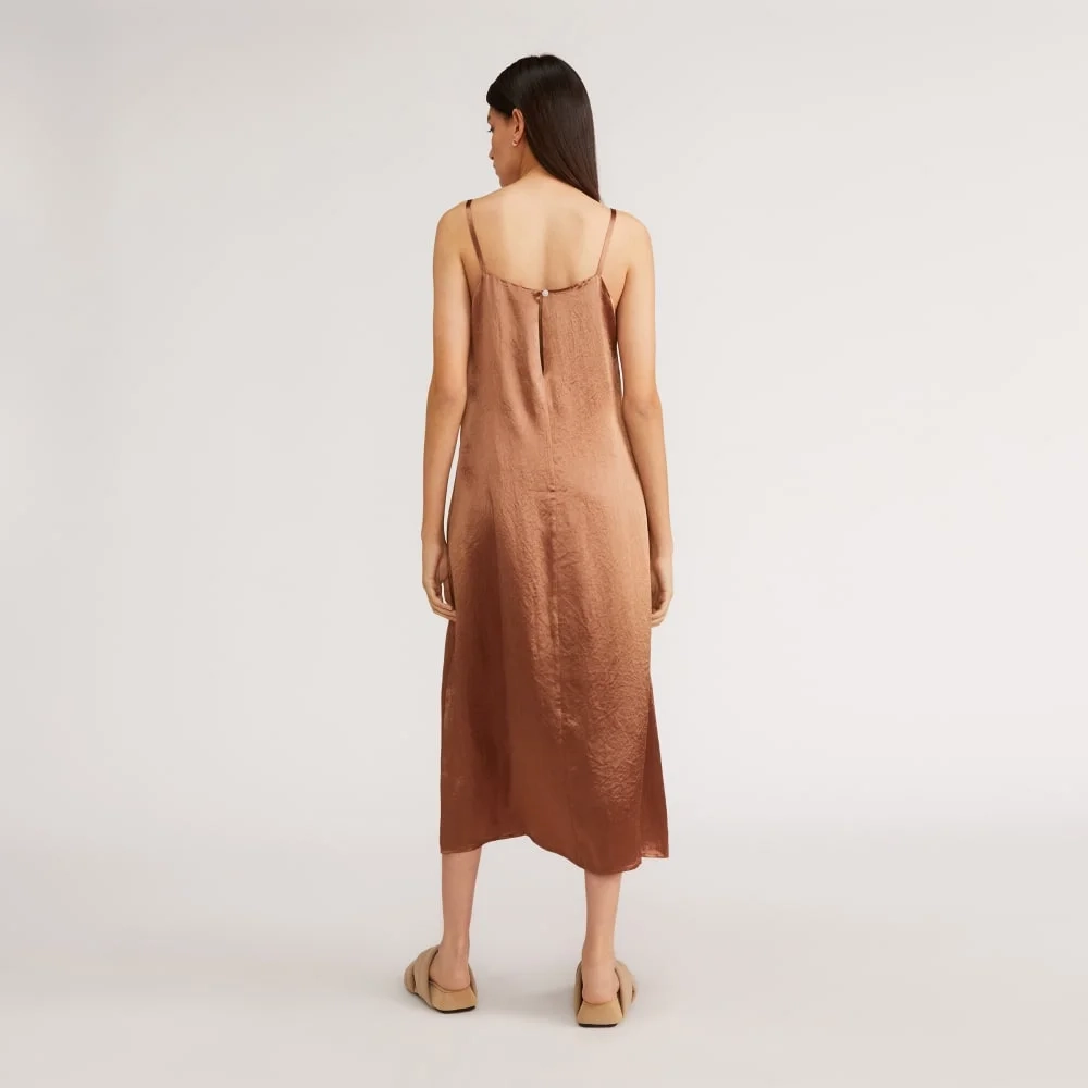The Satin Square-Neck Slip Dress | Carob Brown (2)
