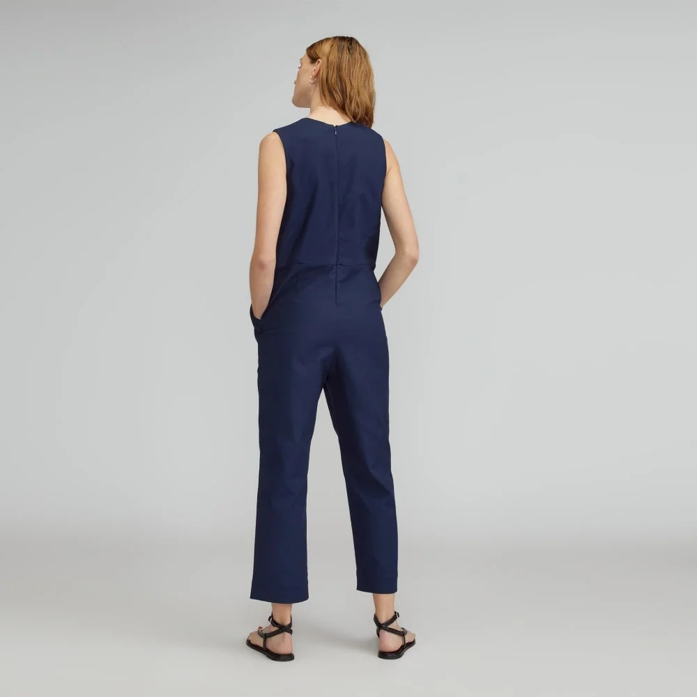 The Structured Cotton Jumpsuit | Navy (3)