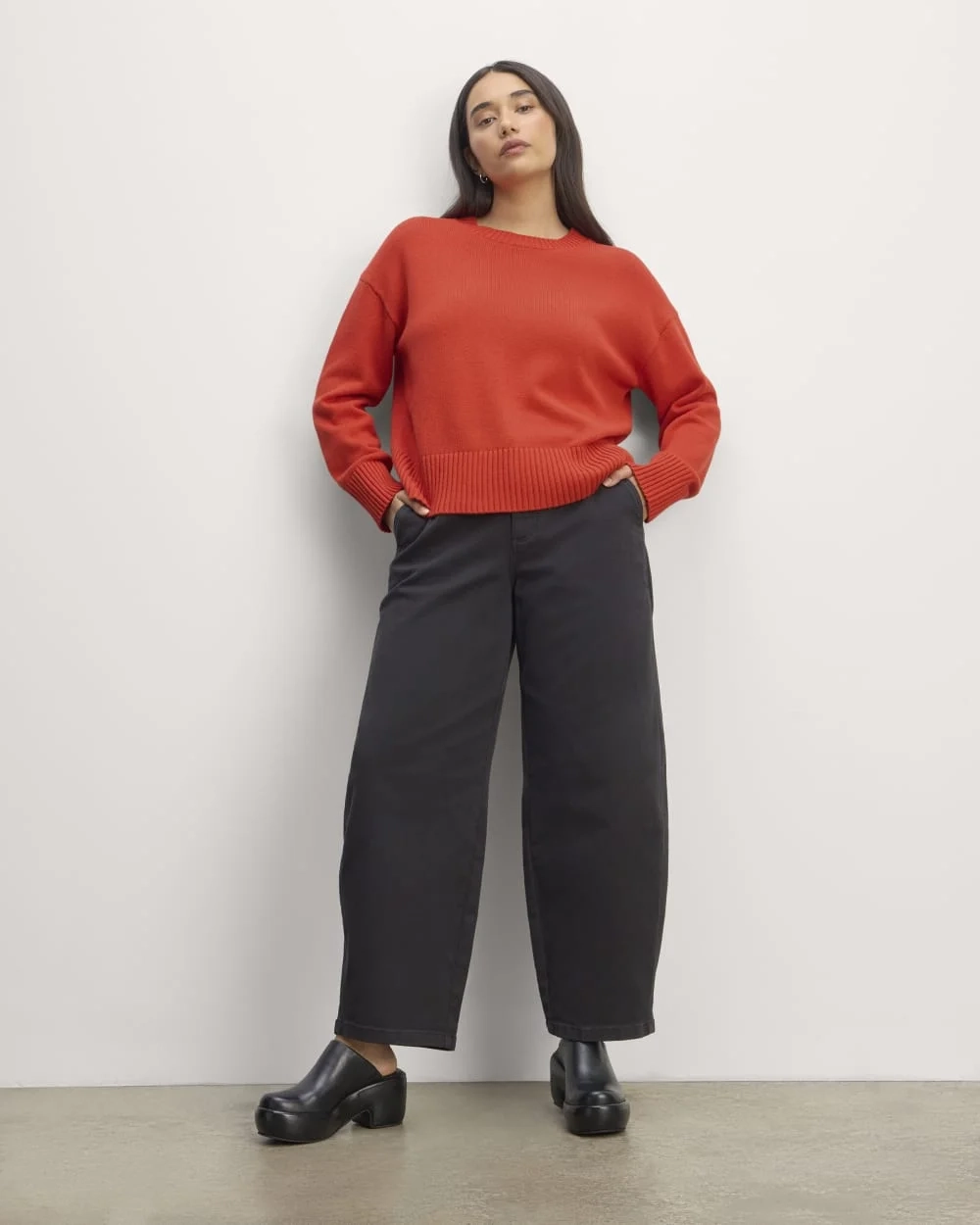 The Boxy Sweater in Everyday Cotton | Poppy Red (2)