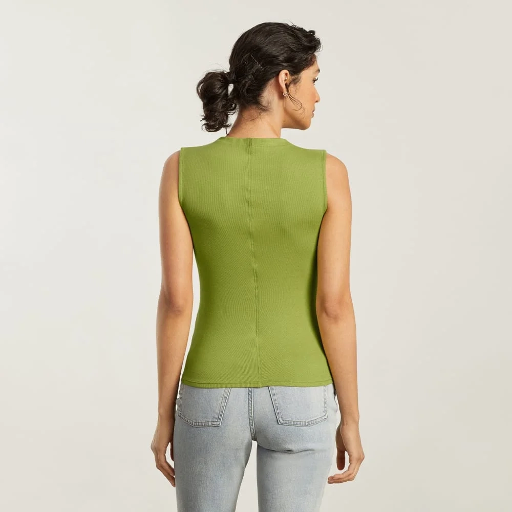 The Pima Micro-Rib Funnel-Neck Tank | Pepper (2)