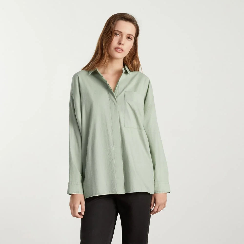The Oversized Silky Cotton Shirt | Laurel (2)