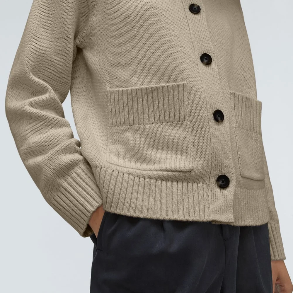 The Cotton Chore Sweater Jacket | Trench Coat Khaki (2)
