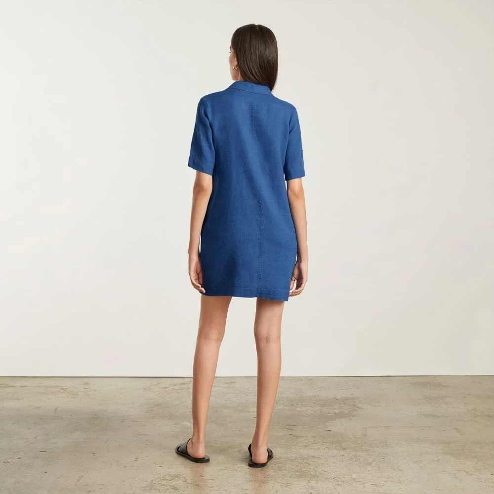The Linen Workwear Dress | Deep Blue (2)