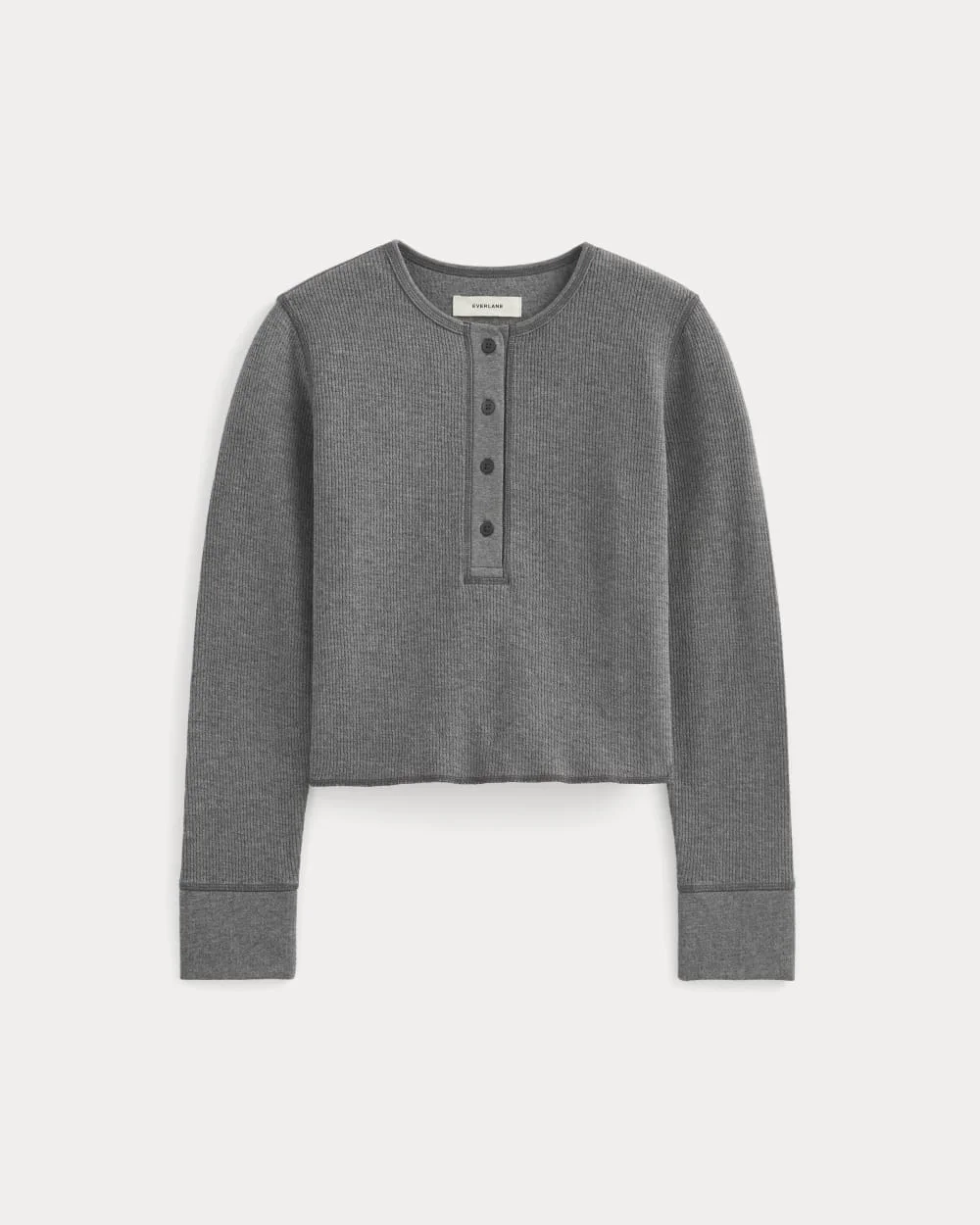 Boxy Henley in Cozy Waffle | Heathered Charcoal (2)