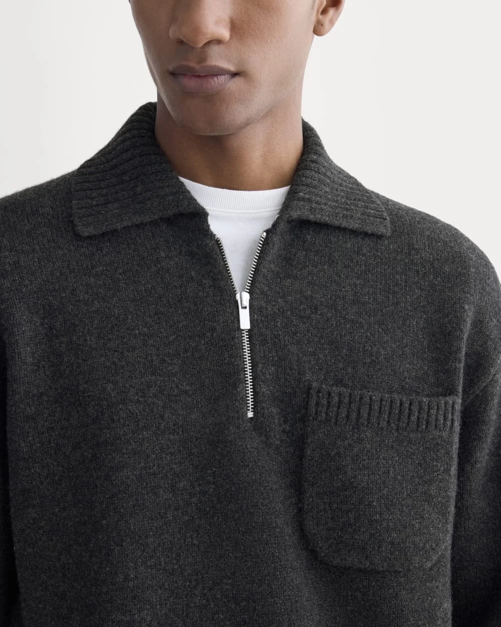 Luxe Merino Quarter-Zip Pullover | Heathered Black (5)