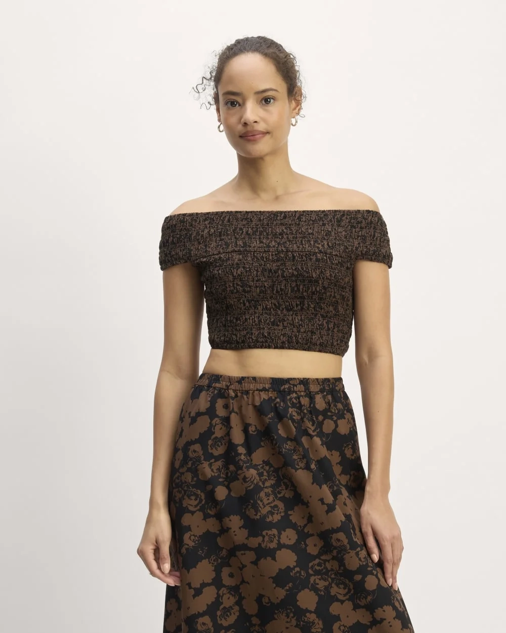 The Gauze Smock Top | Black / Cocoa Small Floral