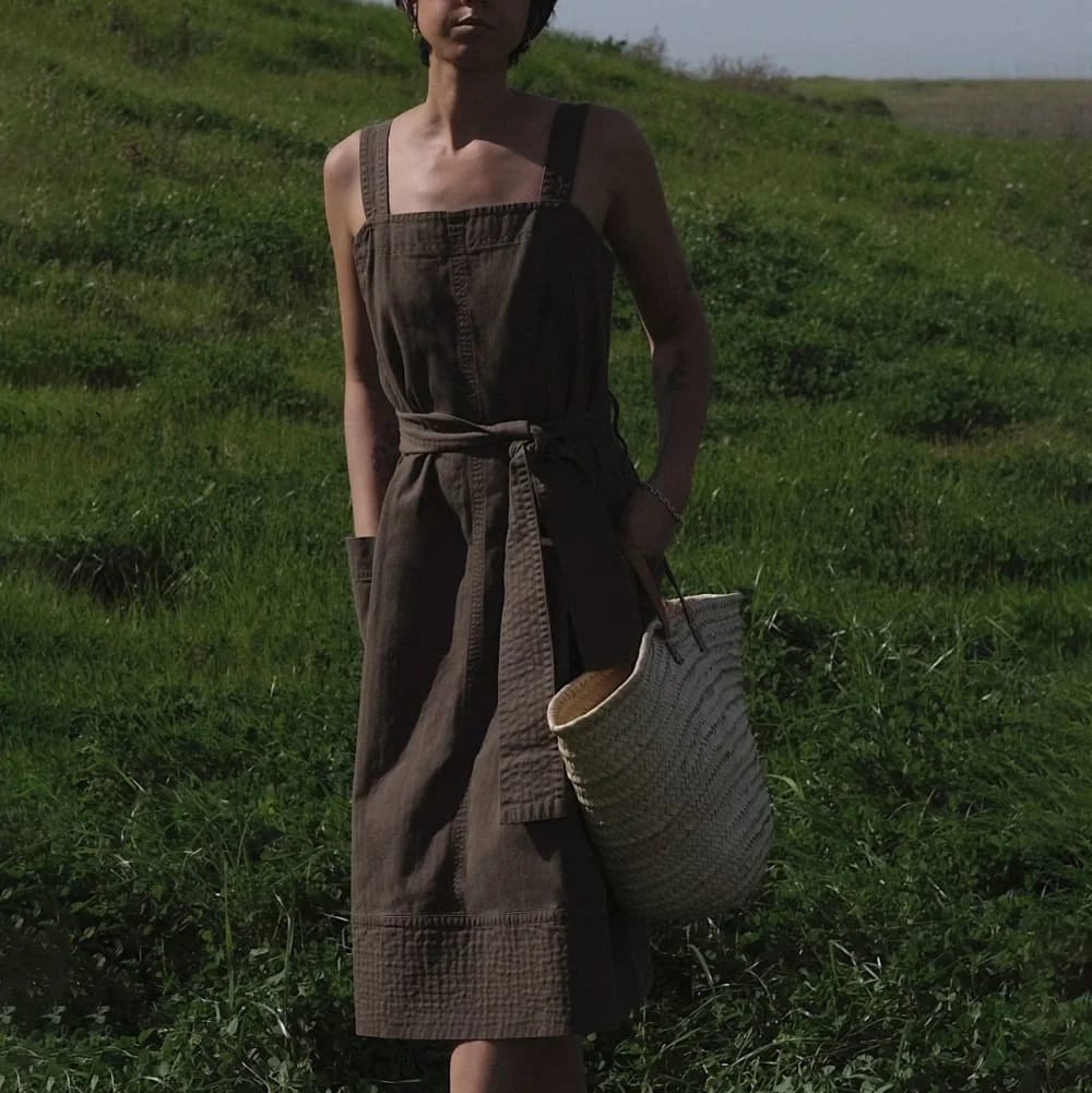 The Organic Cotton Herringbone Dress | Beech (3)