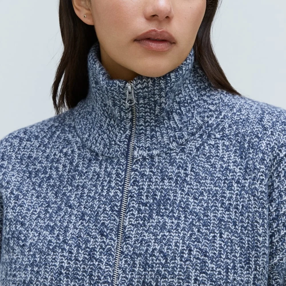 The Half-Zip Sweater in Luxe Merino | Dark Mallard / Oat Twist (2)