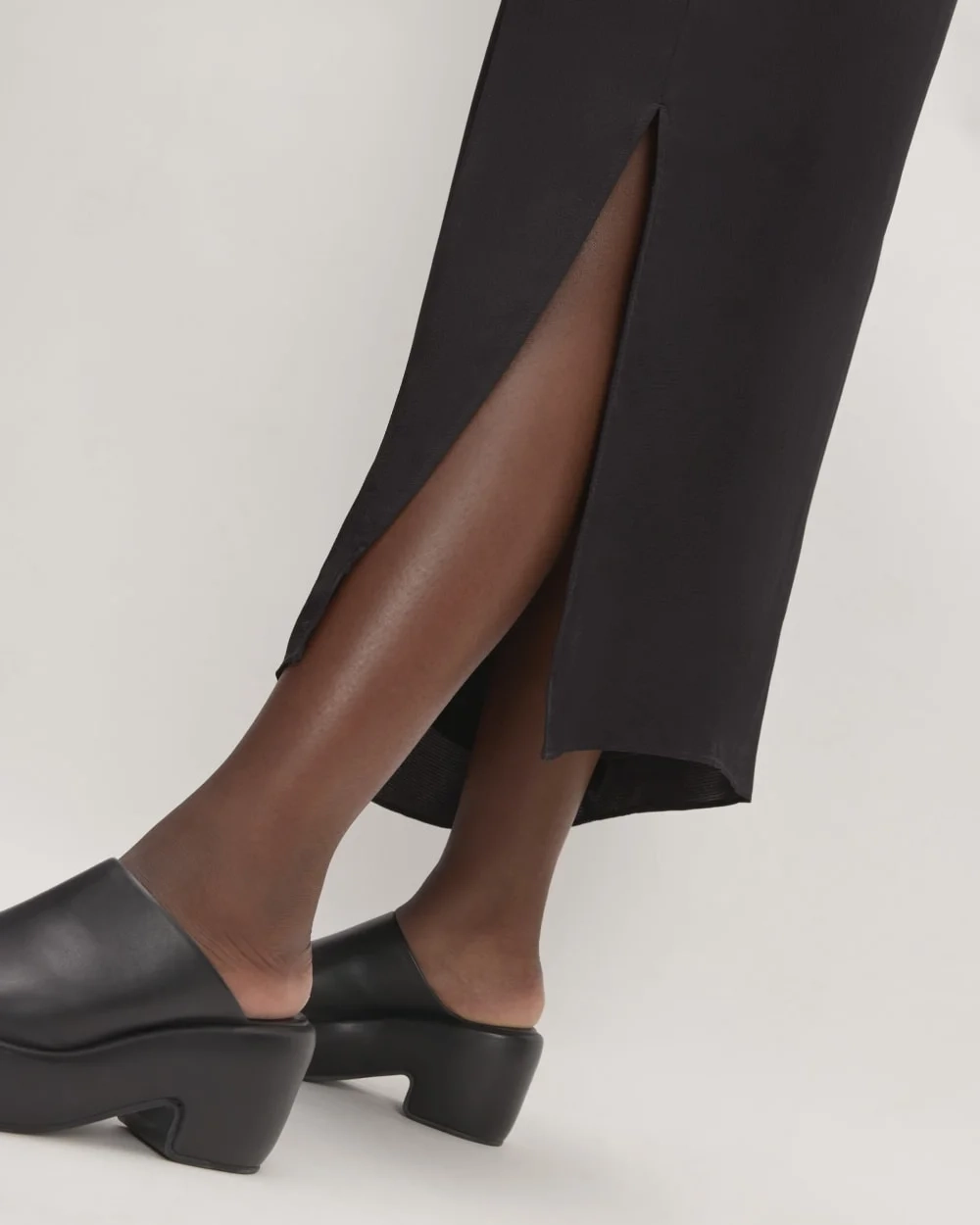 The Hammered Satin Slip Dress | Black (3)