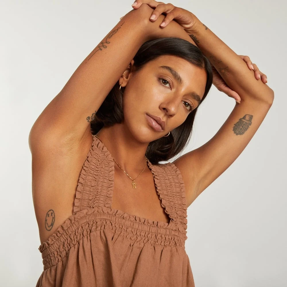 The Smocked Linen Dress | Tawny Brown (4)