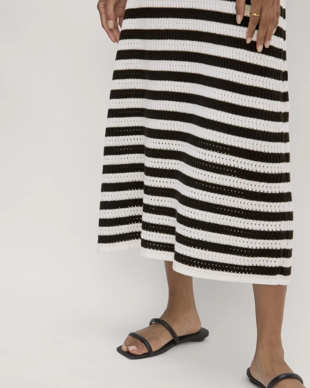 The Crochet Knit Tank Dress | Bone / Black (2)
