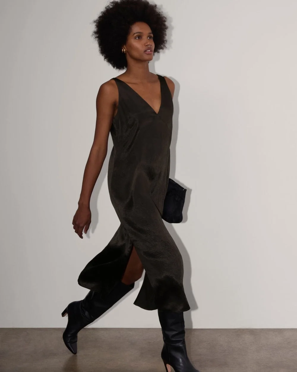 The Satin Slip Dress | Black (2)