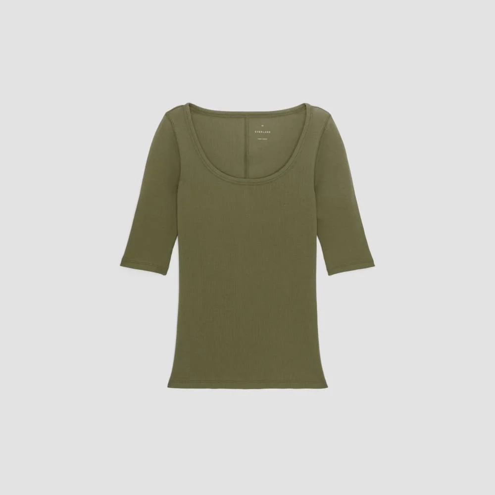 The Luxe Rib Scoop-Neck Tee | Kalamata (2)