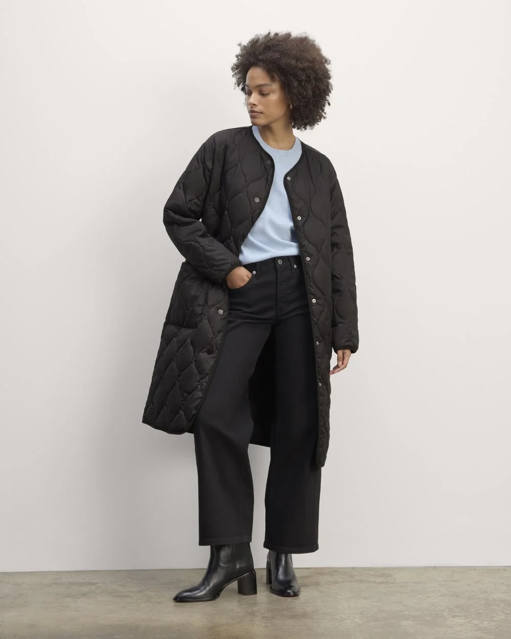 The Long Quilted Liner | Black