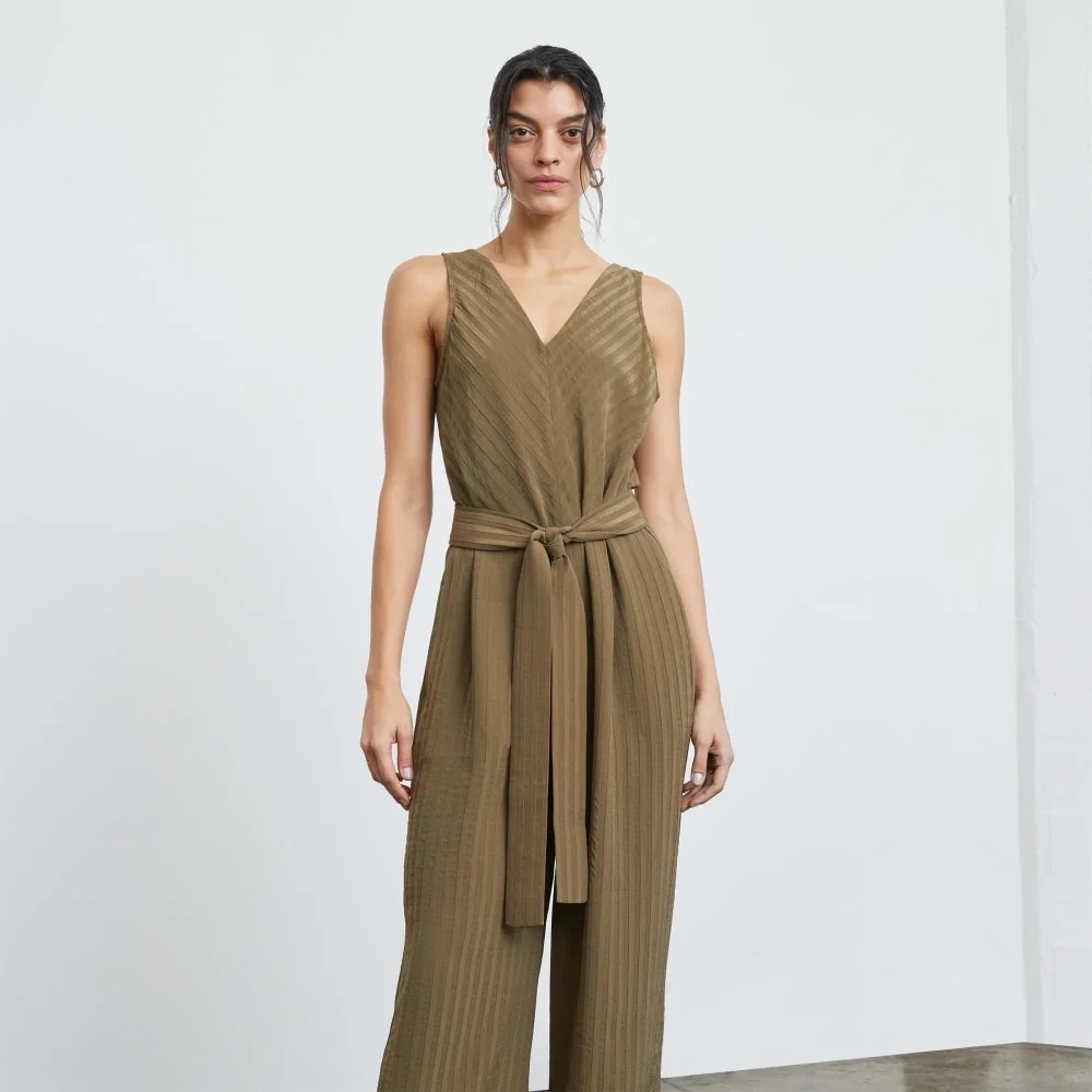 The City Stripe Draped Jumpsuit | Beech (4)