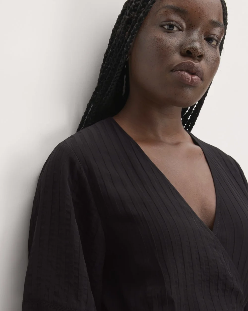 The City Stripe Wrap Dress | Black (2)