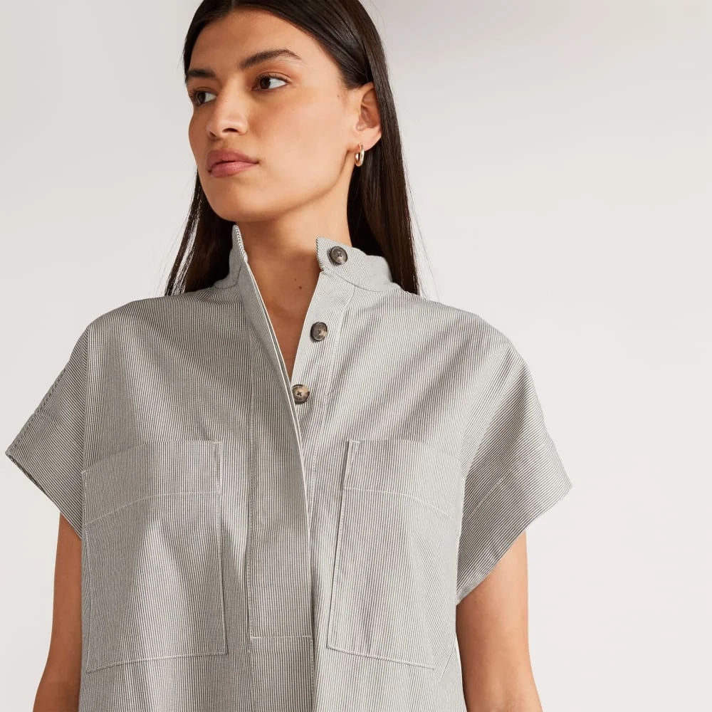 The Easy Workwear Dress | Canvas Tan / Navy (2)
