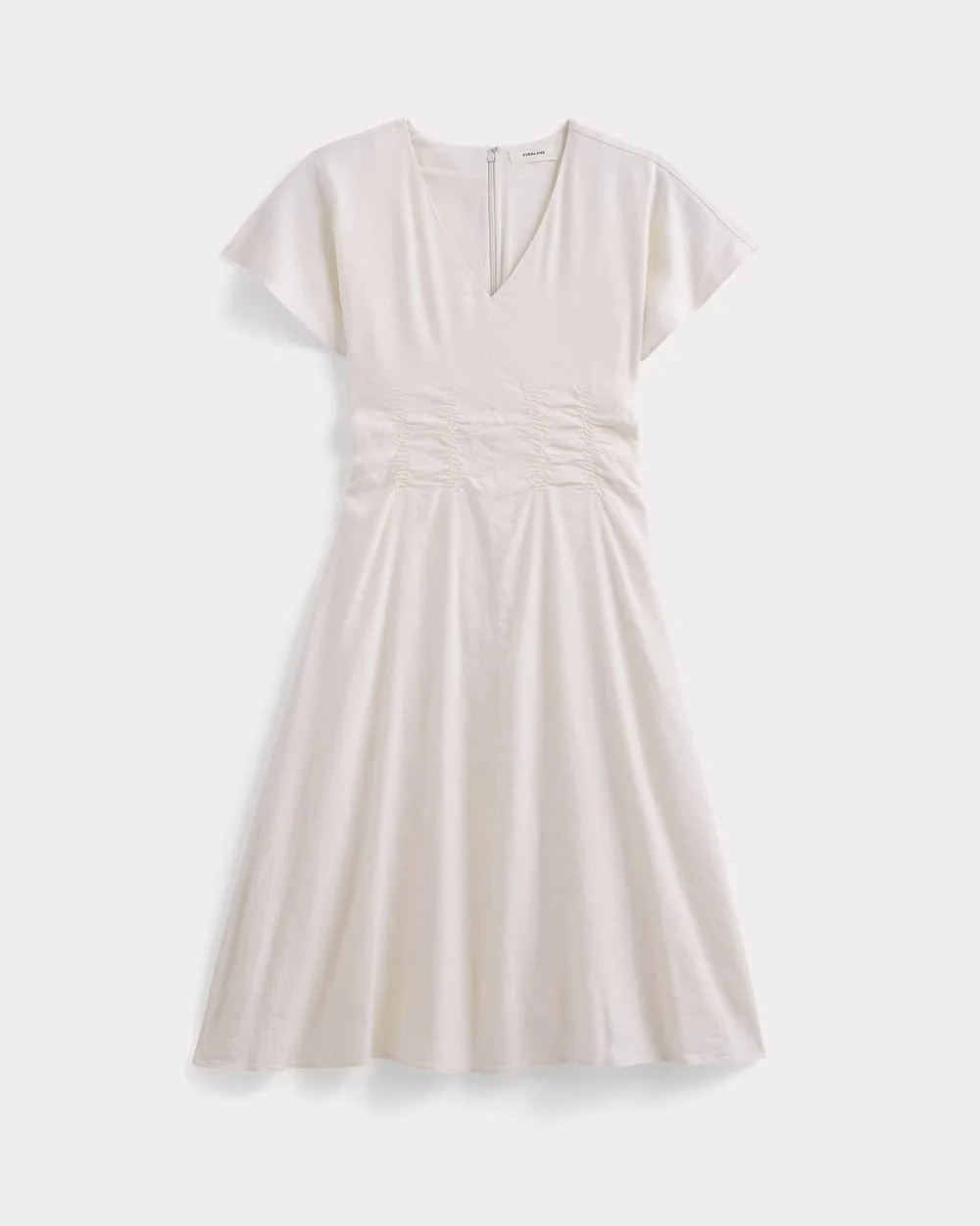 Cinched Dress in Stretch Linen | Bone (5)