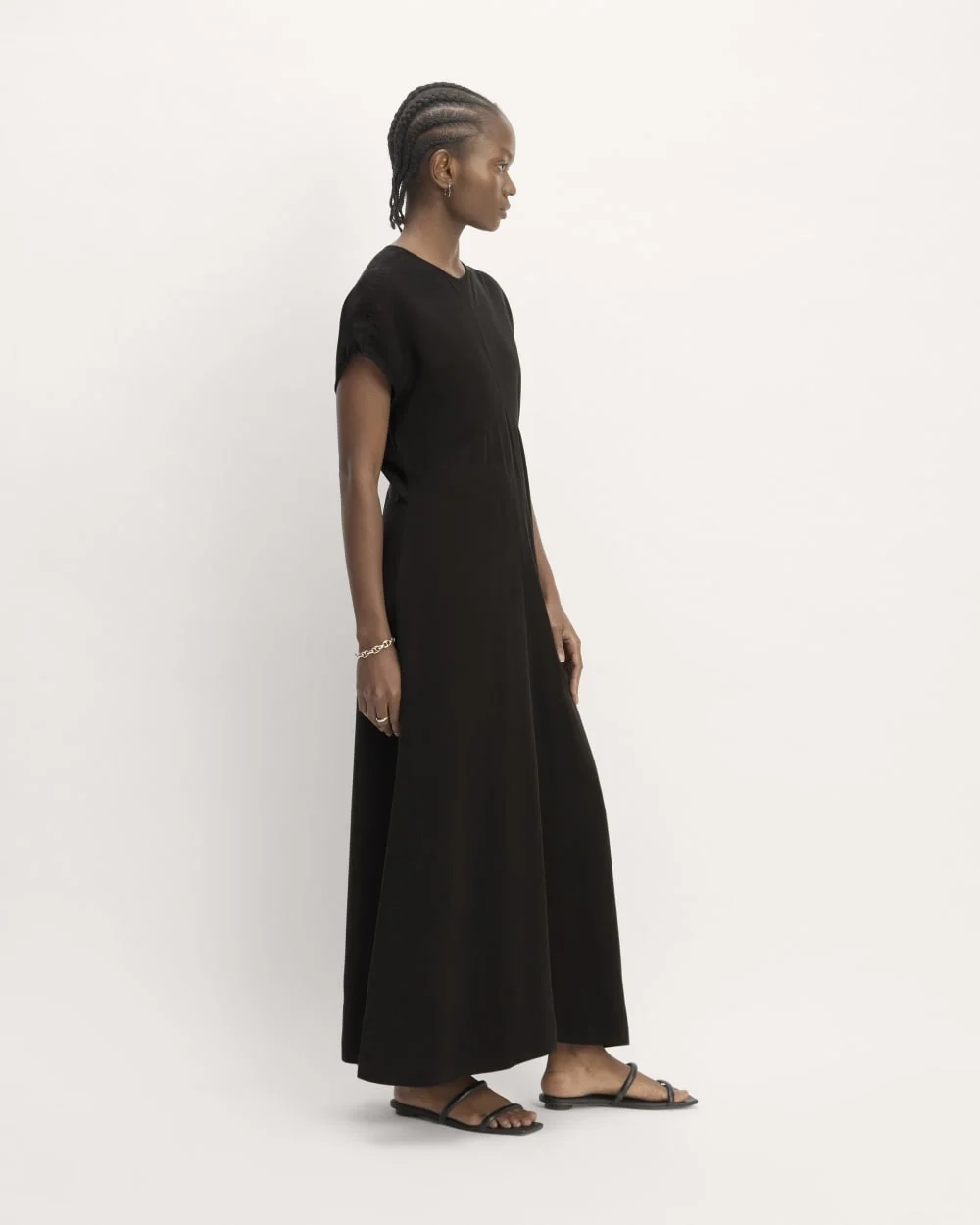 The TENCEL™ Short-Sleeve Midi Dress | Black (2)