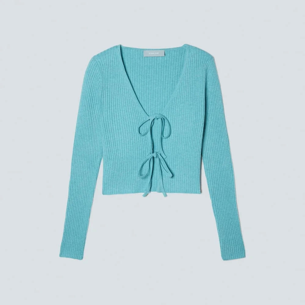 The Cotton-Merino Front-Tie Top | Deep Turquoise (2)