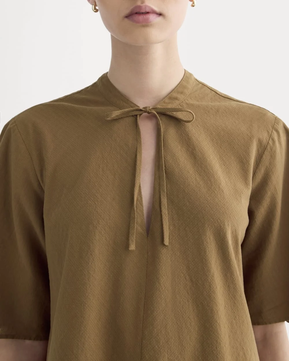 The Gauze Tie-Front Shirt | Toffee (2)