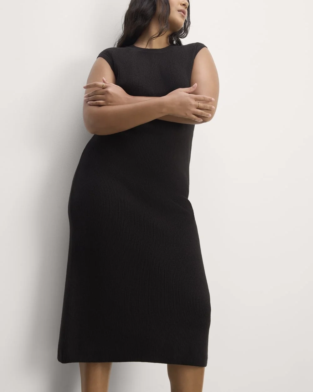 The Midi Dress in Everyday Cotton | Black (2)