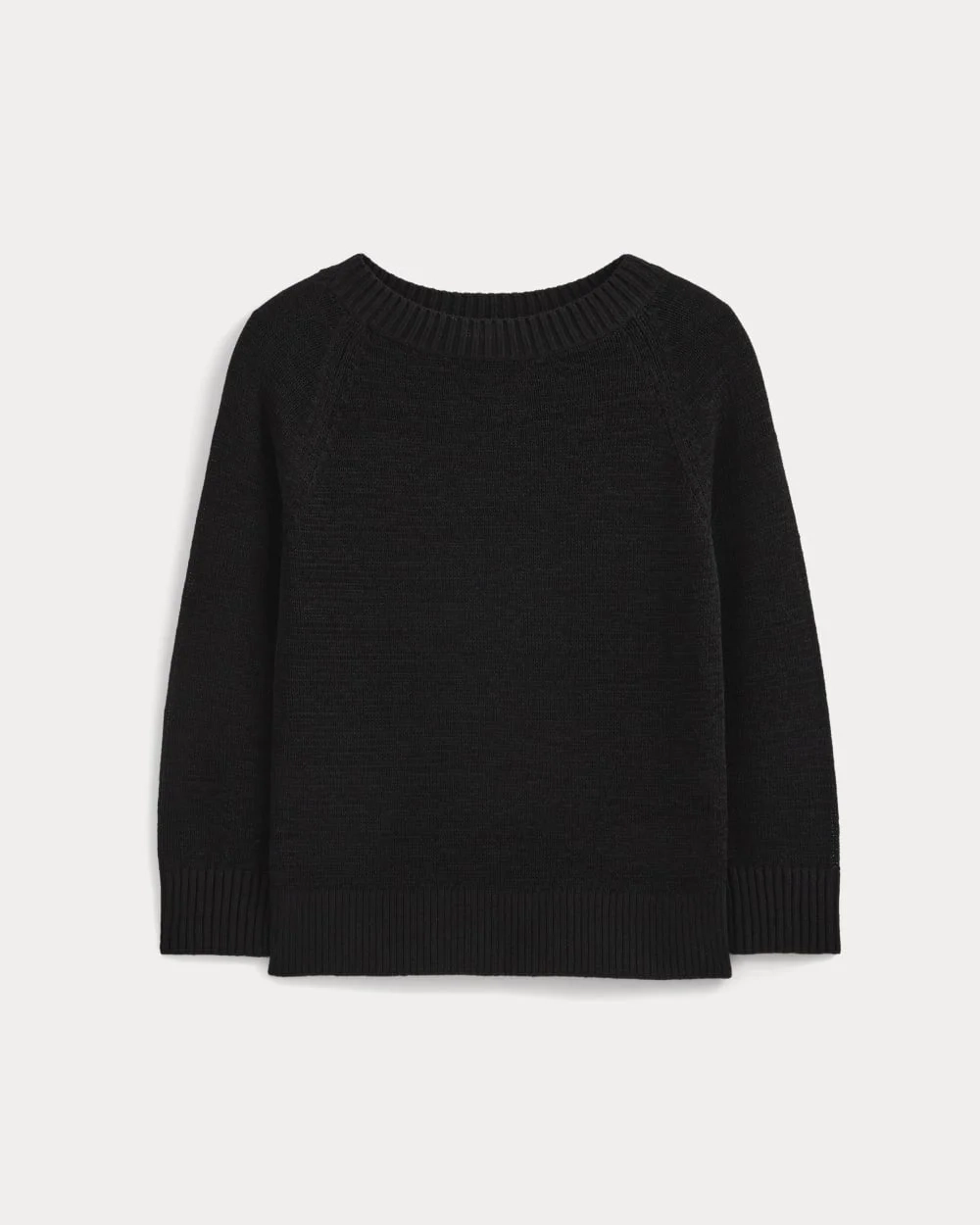 Wide-Neck Crew Sweater in Tape Yarn | Black (2)