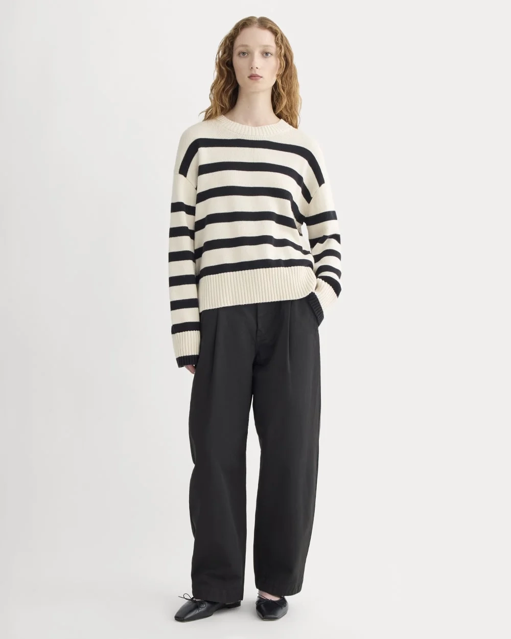 The Boxy Sweater in Everyday Cotton | Canvas / Black (2)