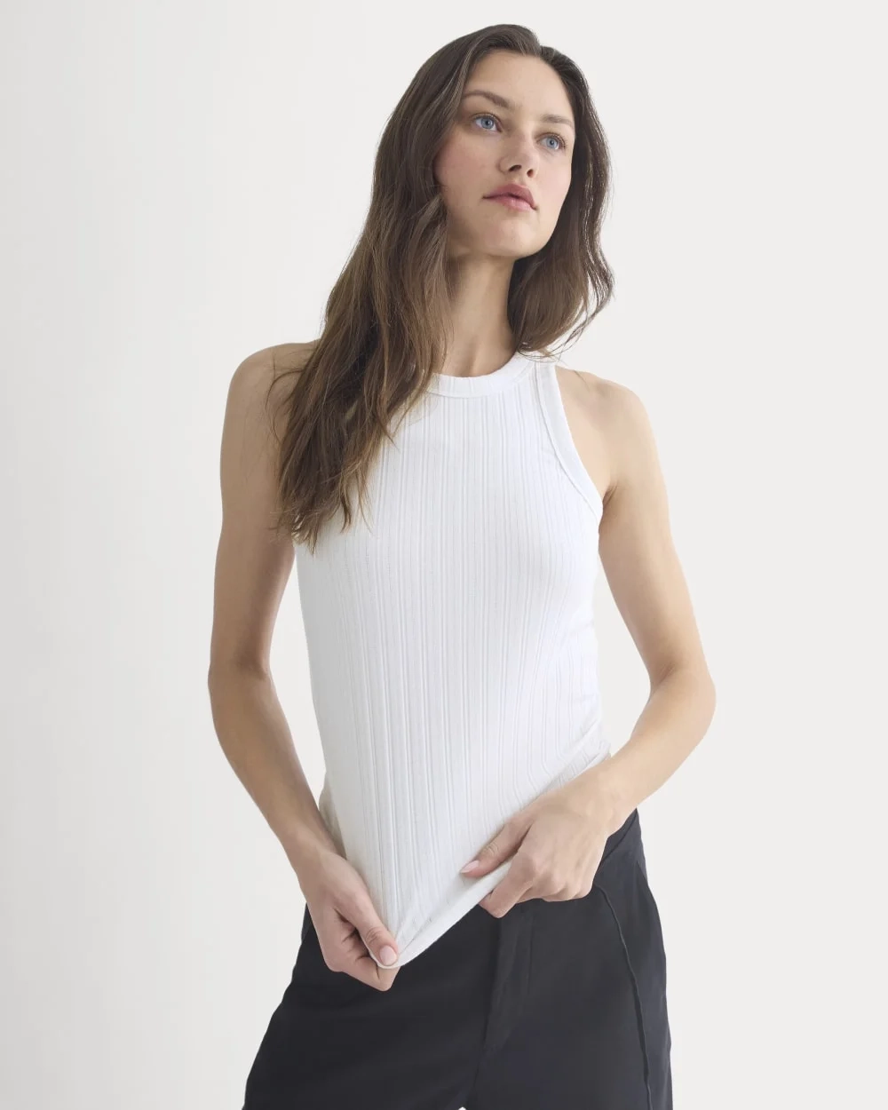 Racerback Tank in Pointelle | White (3)