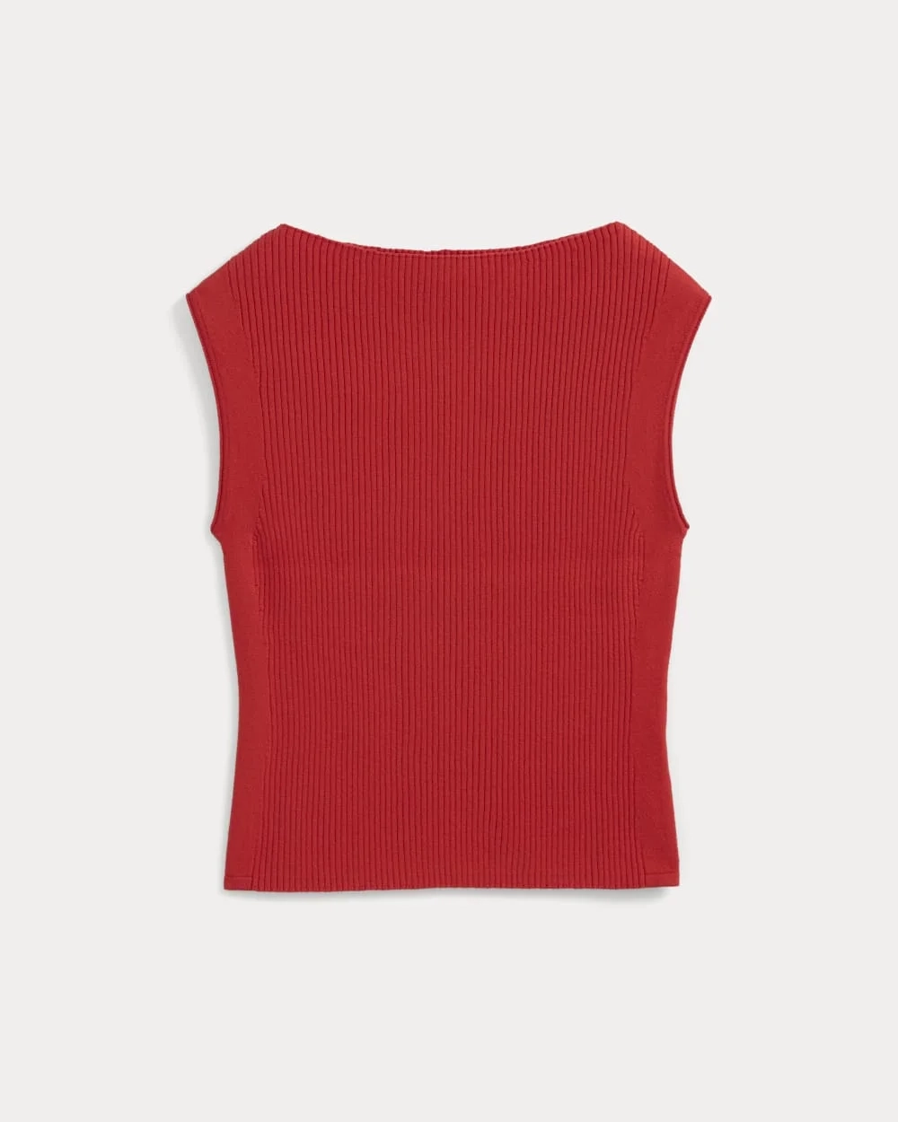 Boat-Neck Ribbed Knit | Fiery Red