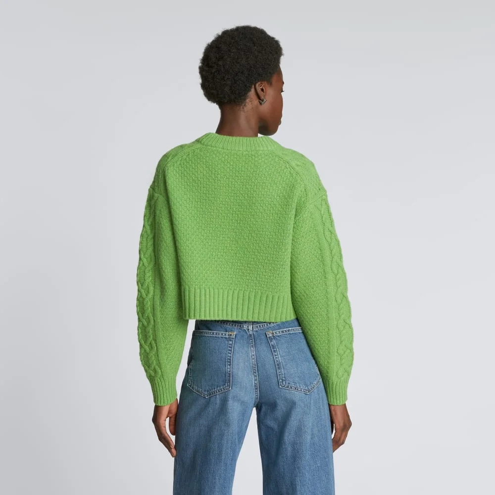 The Felted Merino Cropped Cable Sweater | Salted Lime (3)