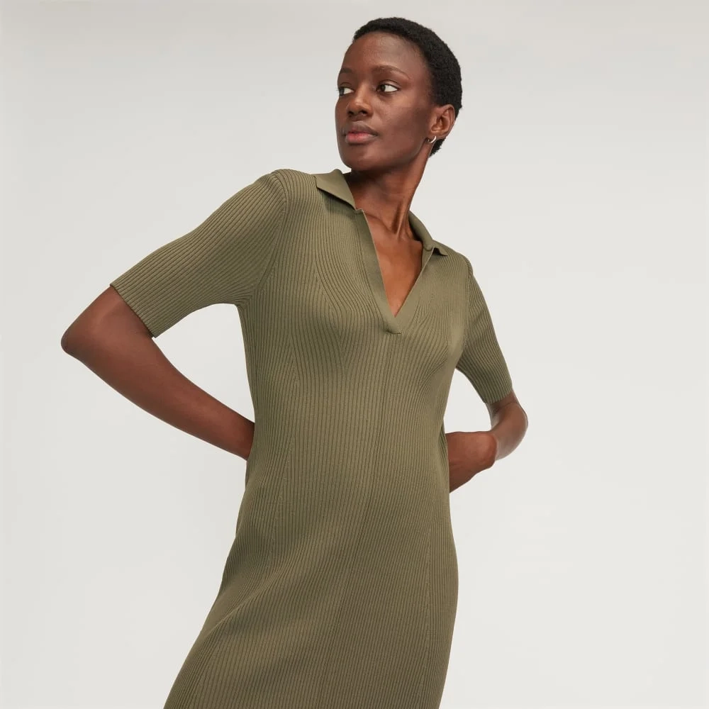The Ribbed Short-Sleeve Polo Dress | Kalamata (2)