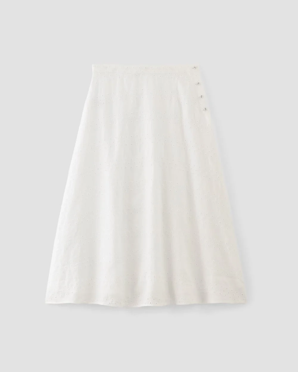 The Linen Eyelet Midi Skirt | White Eyelet (3)