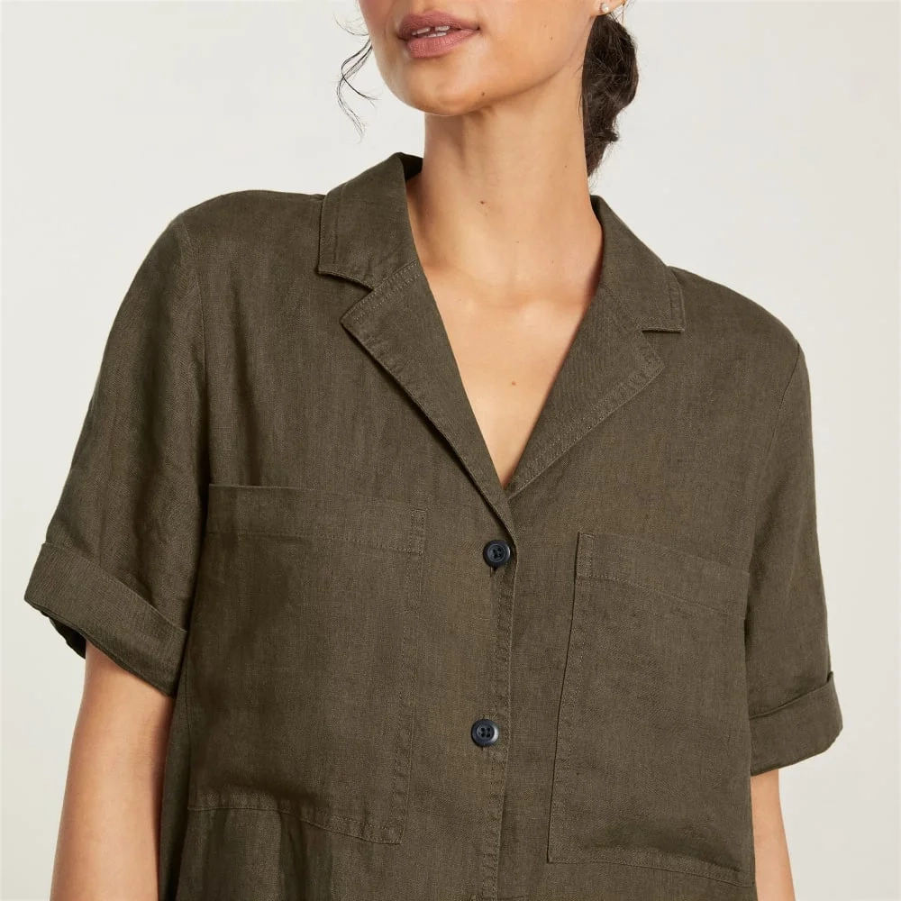 The Linen Workwear Dress | Beech (2)