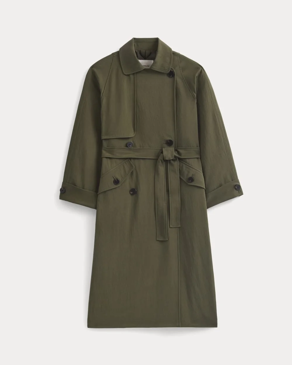 Drapey Twill Trench | Olive Night (3)