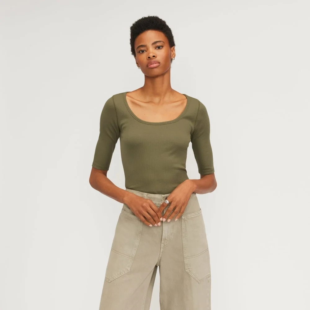 The Luxe Rib Scoop-Neck Tee | Kalamata