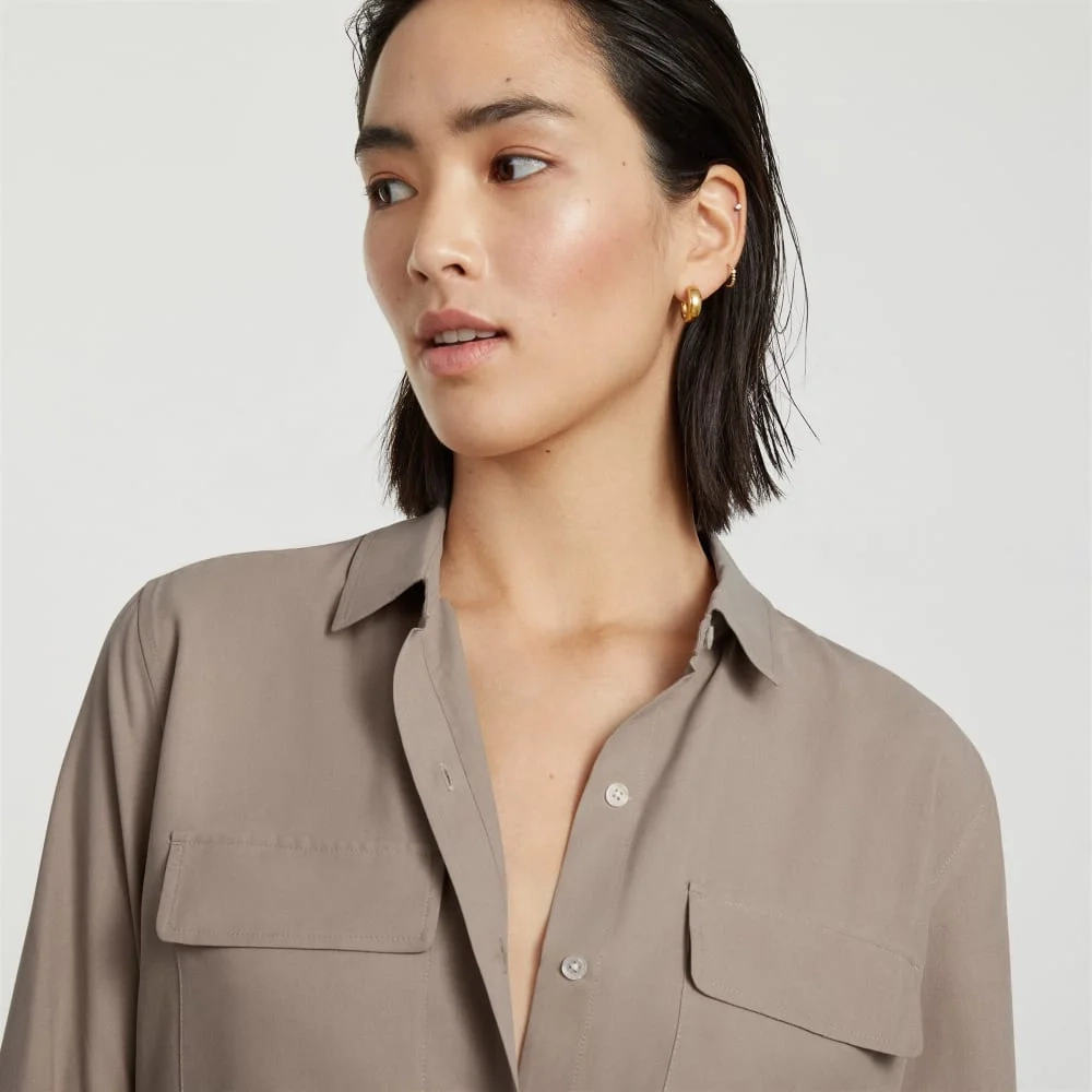 The Washable Silk Relaxed Shirt  | Burnt Sugar (2)