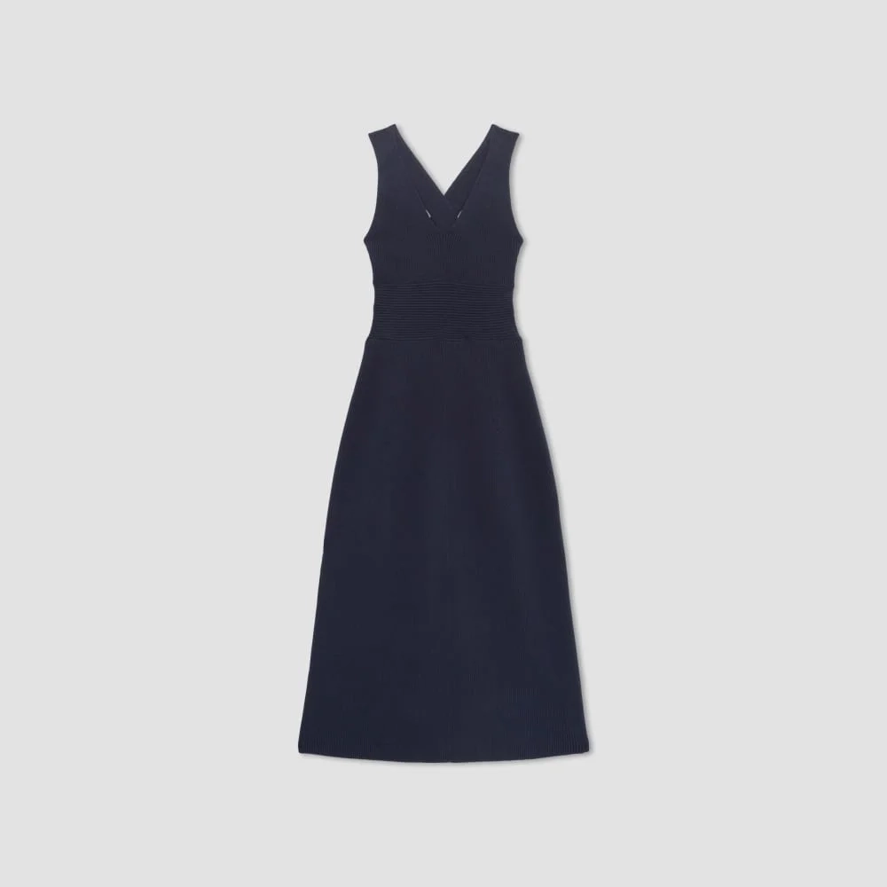 The Ribbed Cotton Cross-Back Dress | Navy (2)